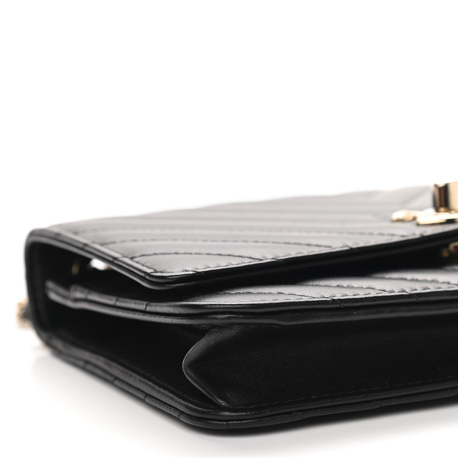 Chanel Lambskin Chevron Quilted Trendy CC Wallet On Chain WOC Black 10 of 12