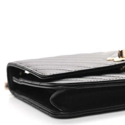 Chanel Lambskin Chevron Quilted Trendy CC Wallet On Chain WOC Black 10 of 12