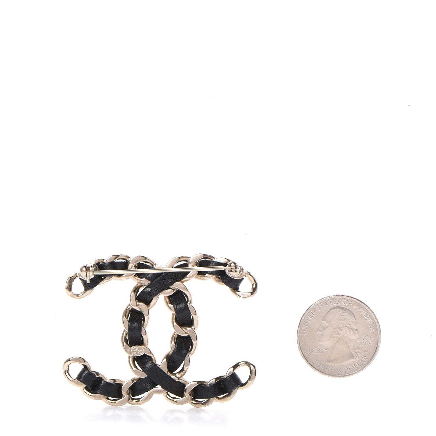 Chanel Lambskin Chain CC Brooch Black Gold 2 of 4