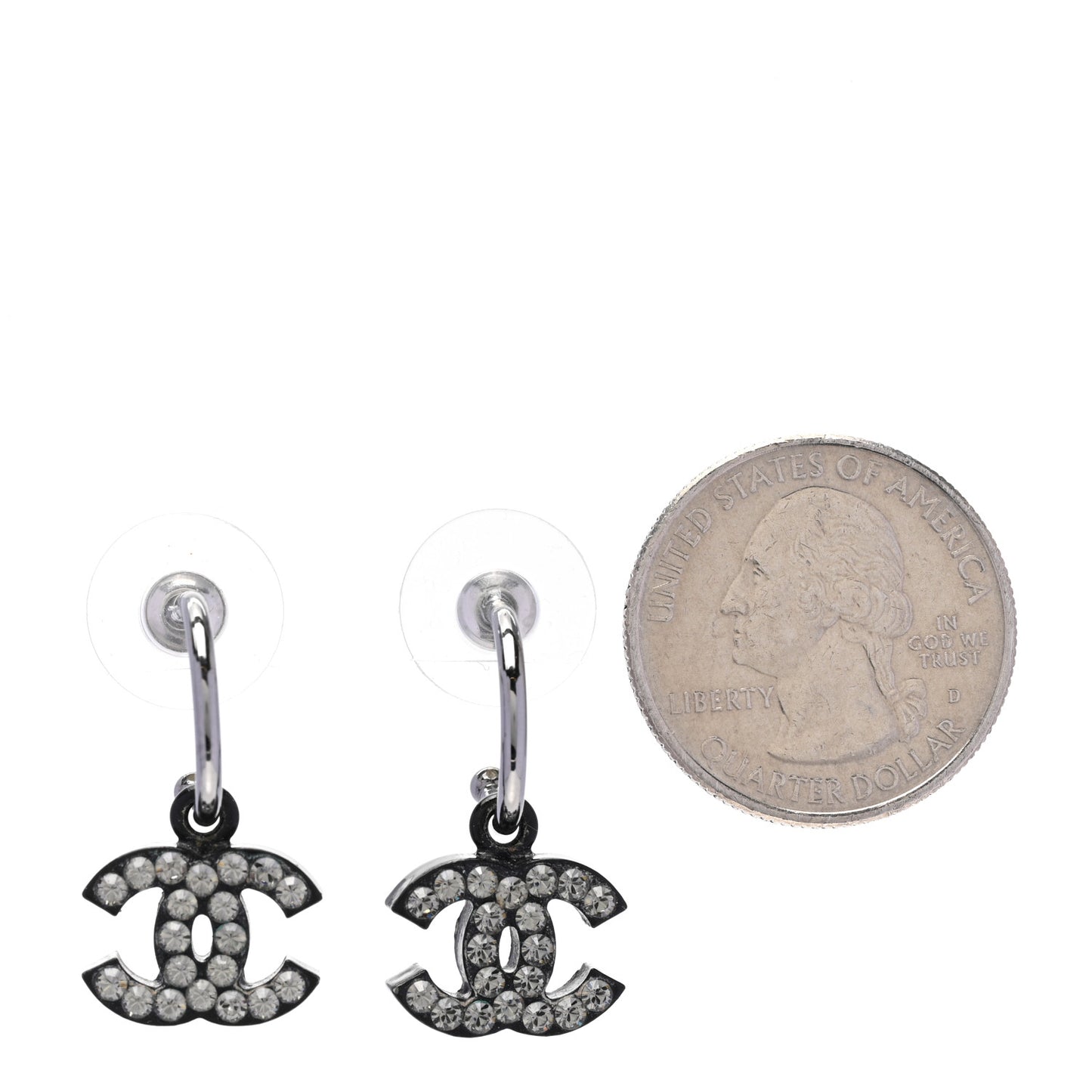 Ruthenium Crystal CC Hoop Drop Earrings