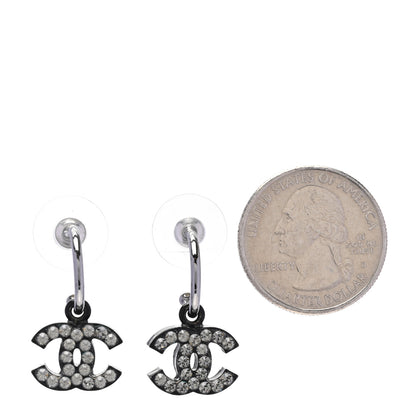 Chanel Ruthenium Crystal CC Hoop Drop Earrings 2 of 4