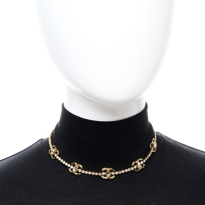 Chanel Metal Crystal CC Marquise Choker Gold 2 of 7