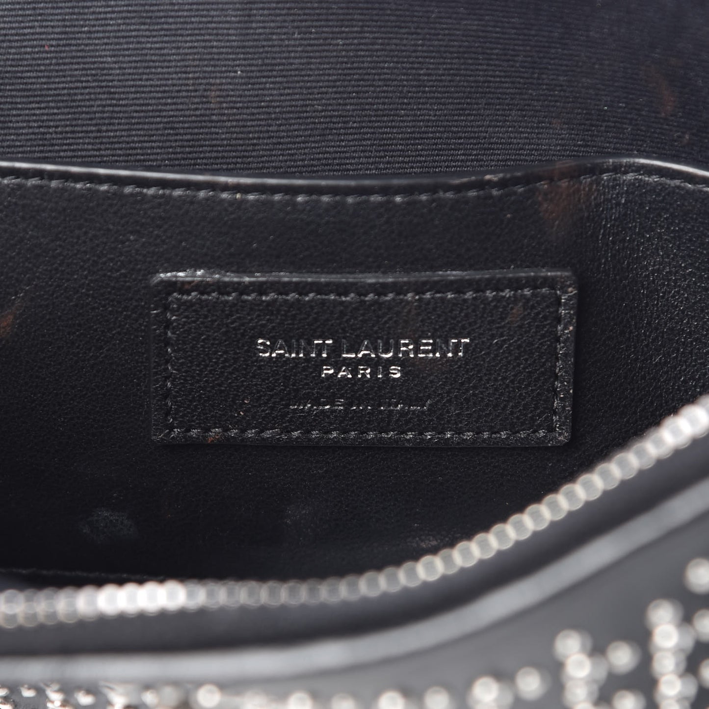 Calfskin Studded Monogram Heart Shoulder Bag Black
