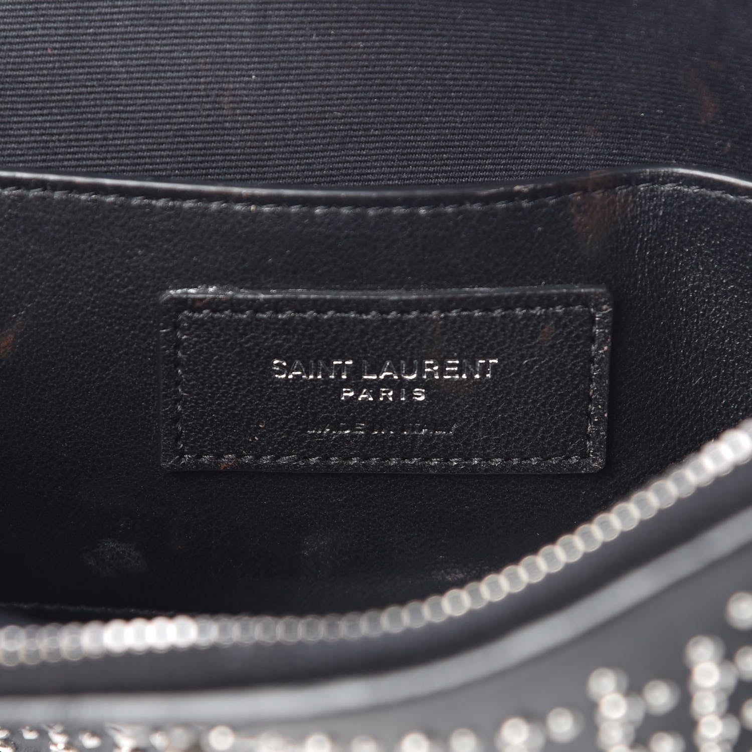 Saint Laurent Calfskin Studded Monogram Heart Shoulder Bag Black 6 of 10