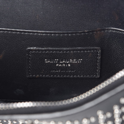 Saint Laurent Calfskin Studded Monogram Heart Shoulder Bag Black 6 of 10