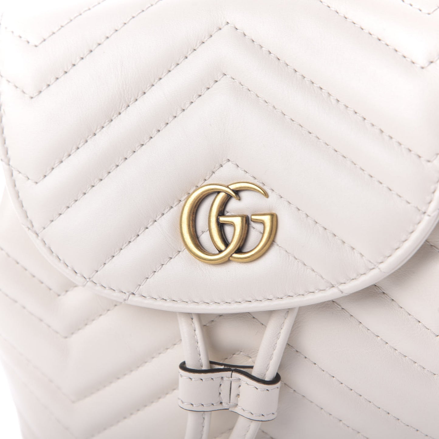Calfskin Matelasse GG Marmont Flap Backpack White