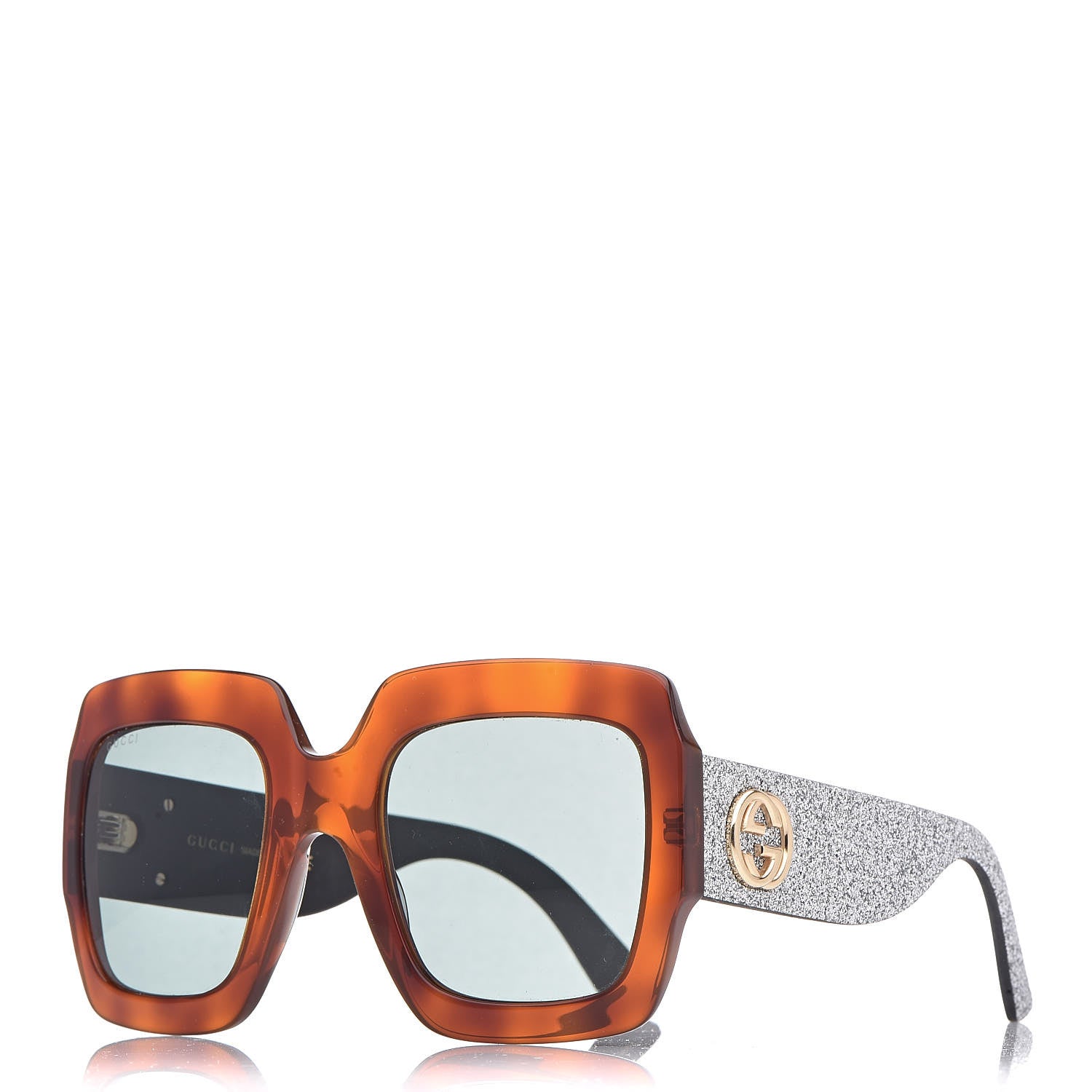Gucci Square Frame GG0102S Sunglasses Glitter Silver Multi 1 of 16