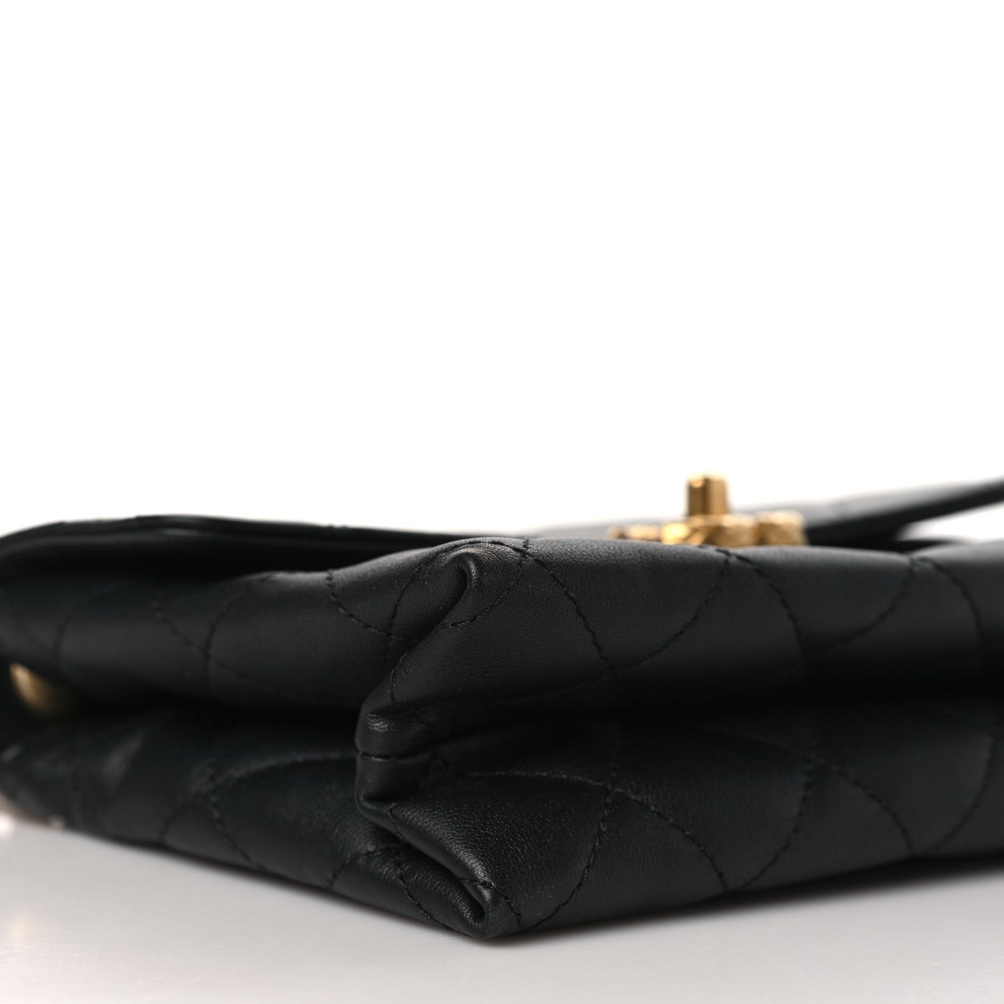 Lambskin Quilted Small Chain Flap Black