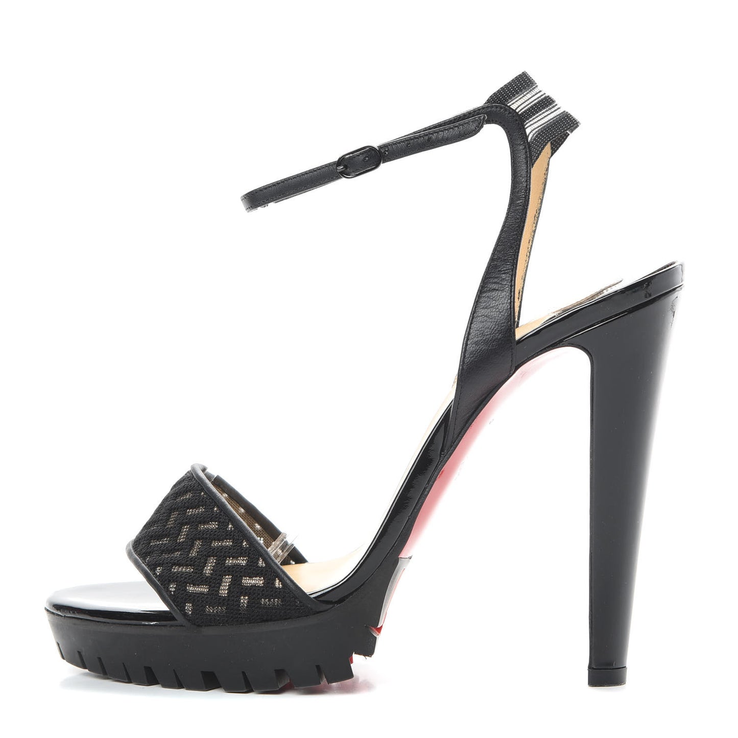 Chevron Mesh Patent Volumetric 120 Sandals 40 Black