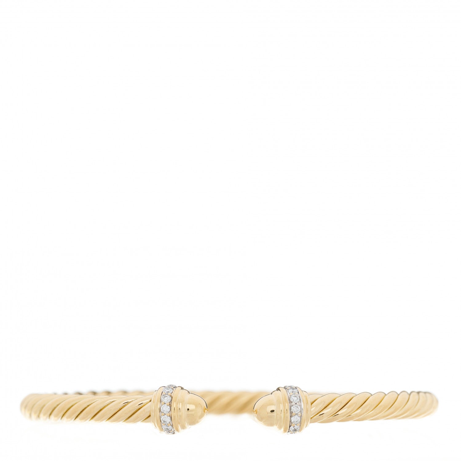 David Yurman 18K Yellow Gold Diamond 5mm Cable Classics Dome Bracelet 1 of 4