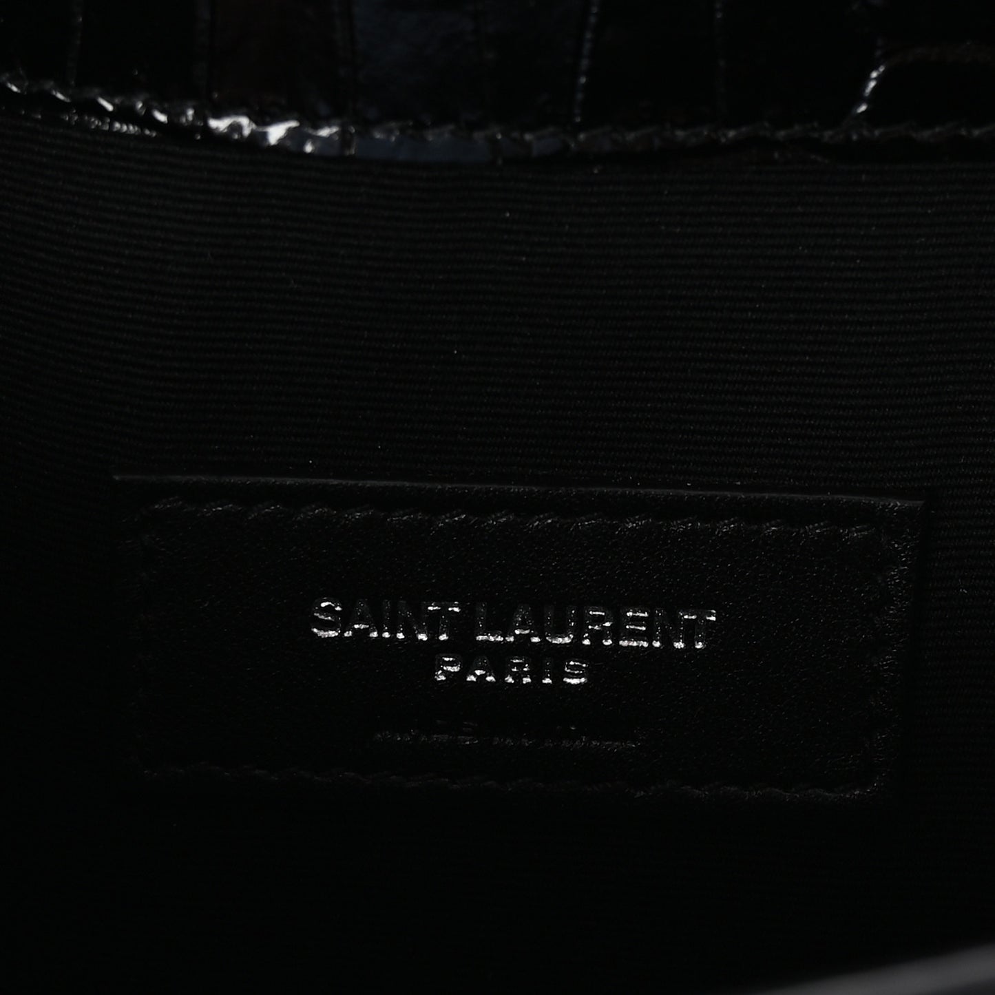 Calfskin Crocodile Embossed Uptown Monogram Clutch Black