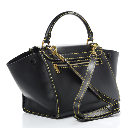 Celine Smooth Calfskin Yellow Stitching Medium Trapeze Black 4 of 14