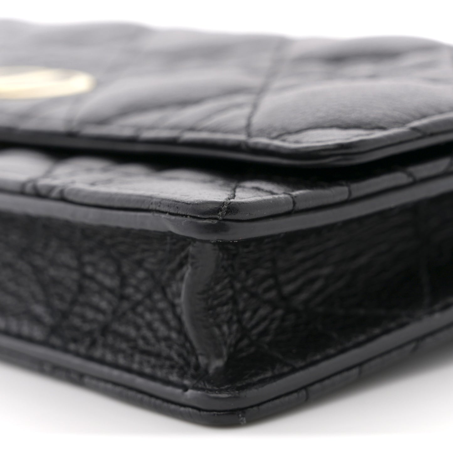 Supple Calfskin Cannage Caro Belt Pouch with Chain Black