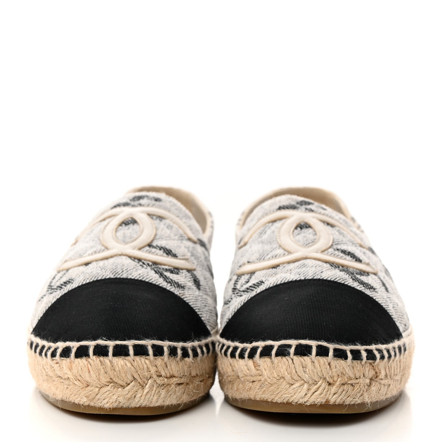 Cotton Jacquard Grosgrain CC Print Espadrilles 39 Grey Black