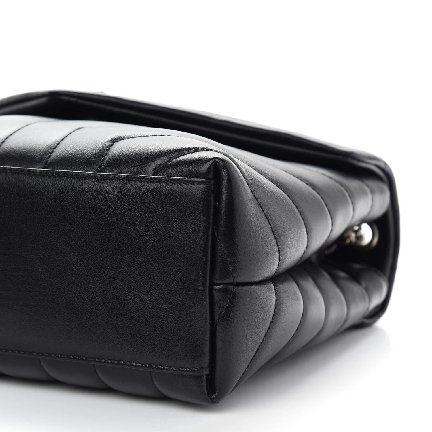 Saint Laurent Calfskin Y Quilted Monogram Small Loulou Chain Satchel Black 9 of 10