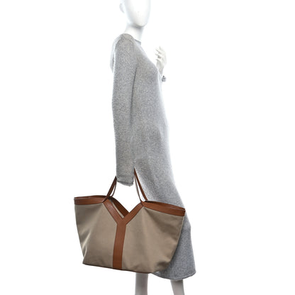 Saint Laurent Canvas Calfskin Y Tote Desert Dust Brick 3 of 10