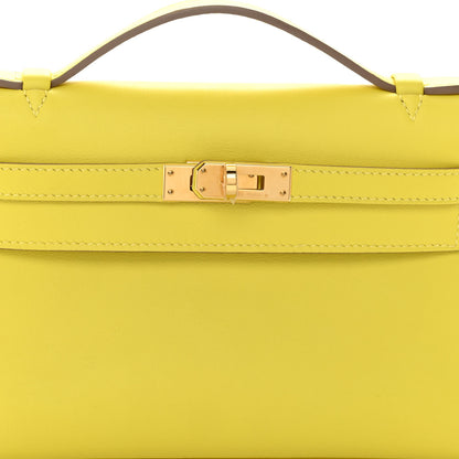 Hermes Swift Kelly Pochette Clutch Lime 8 of 10