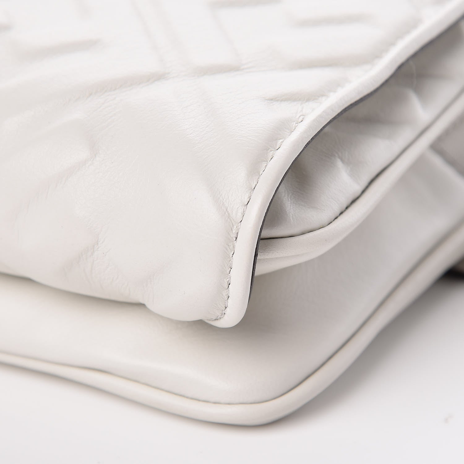 Fendi Nappa FF 1974 Diagonal Embossed Upside Down Belt Bag White 6 of 9