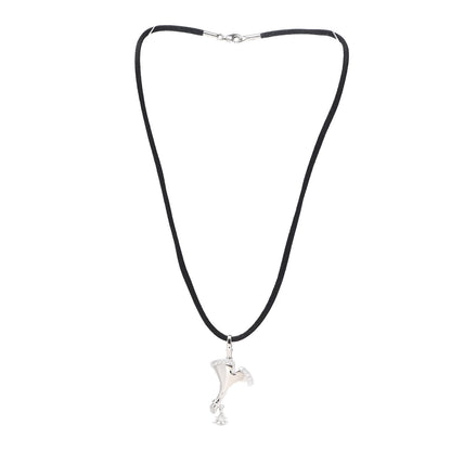 Cartier 18K White Gold Diamond Ginkgo Leaf Pendant Cord Necklace 3 of 5