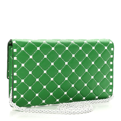 Valentino Garavani Lambskin Free Rockstud Spike Wallet On Chain Peppermint 3 of 12