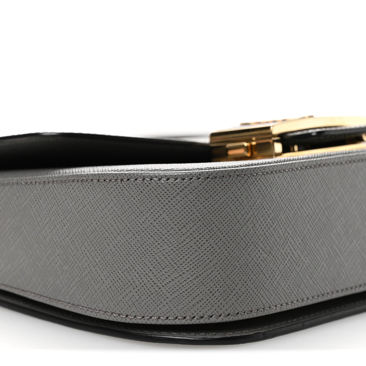 Saffiano Lux Embleme Flap Shoulder Bag Grey