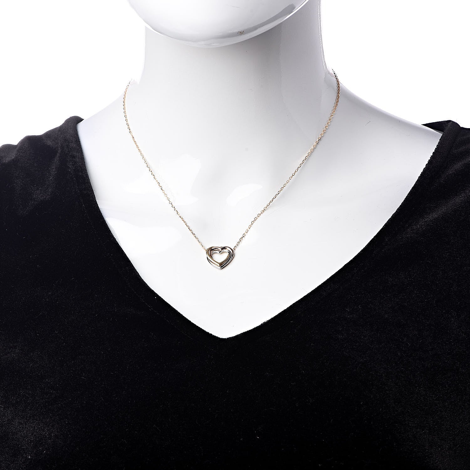 Cartier 18K Pink Yellow White Gold Trinity Heart Necklace 2 of 7