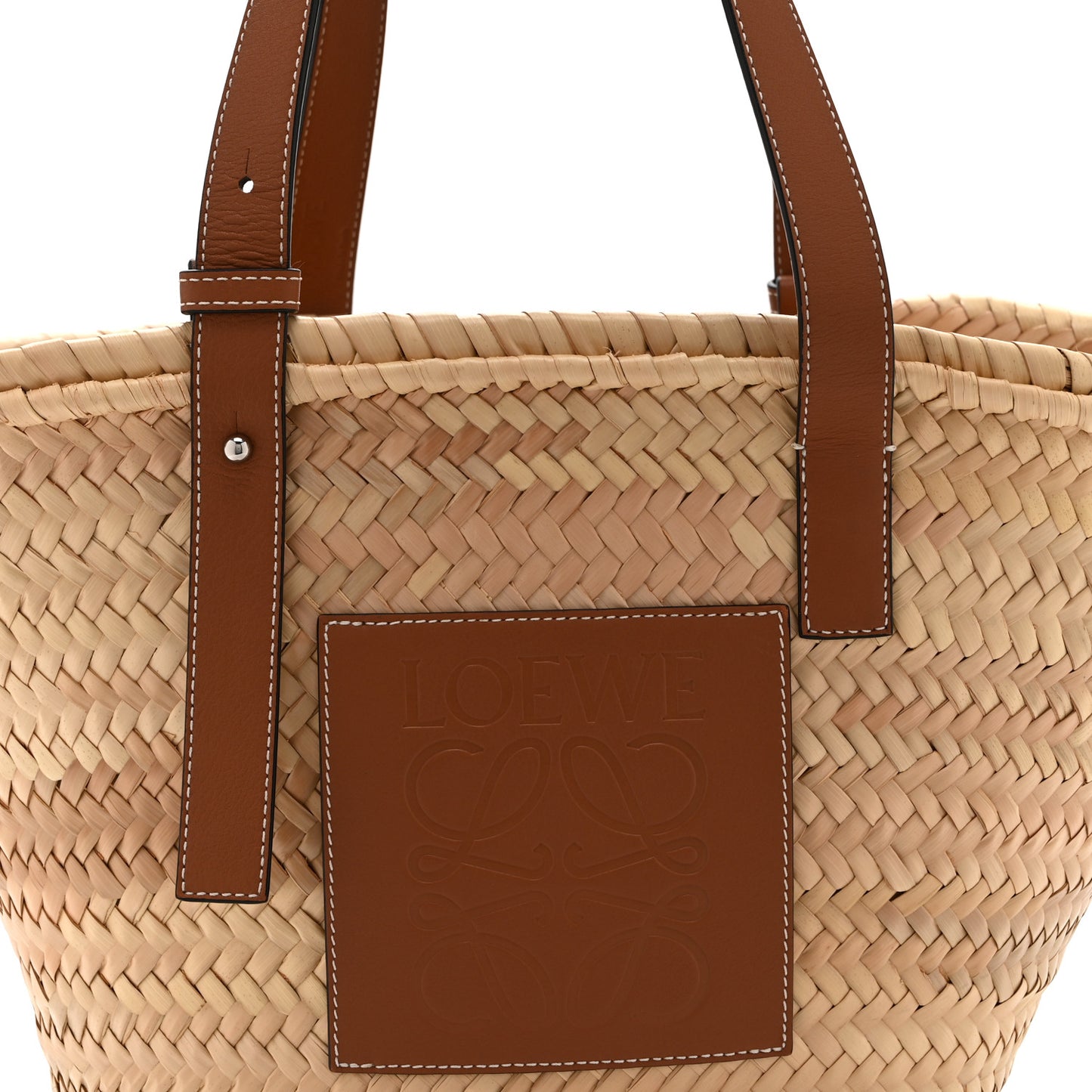 Raffia Medium Basket Tote Bag Natural Tan