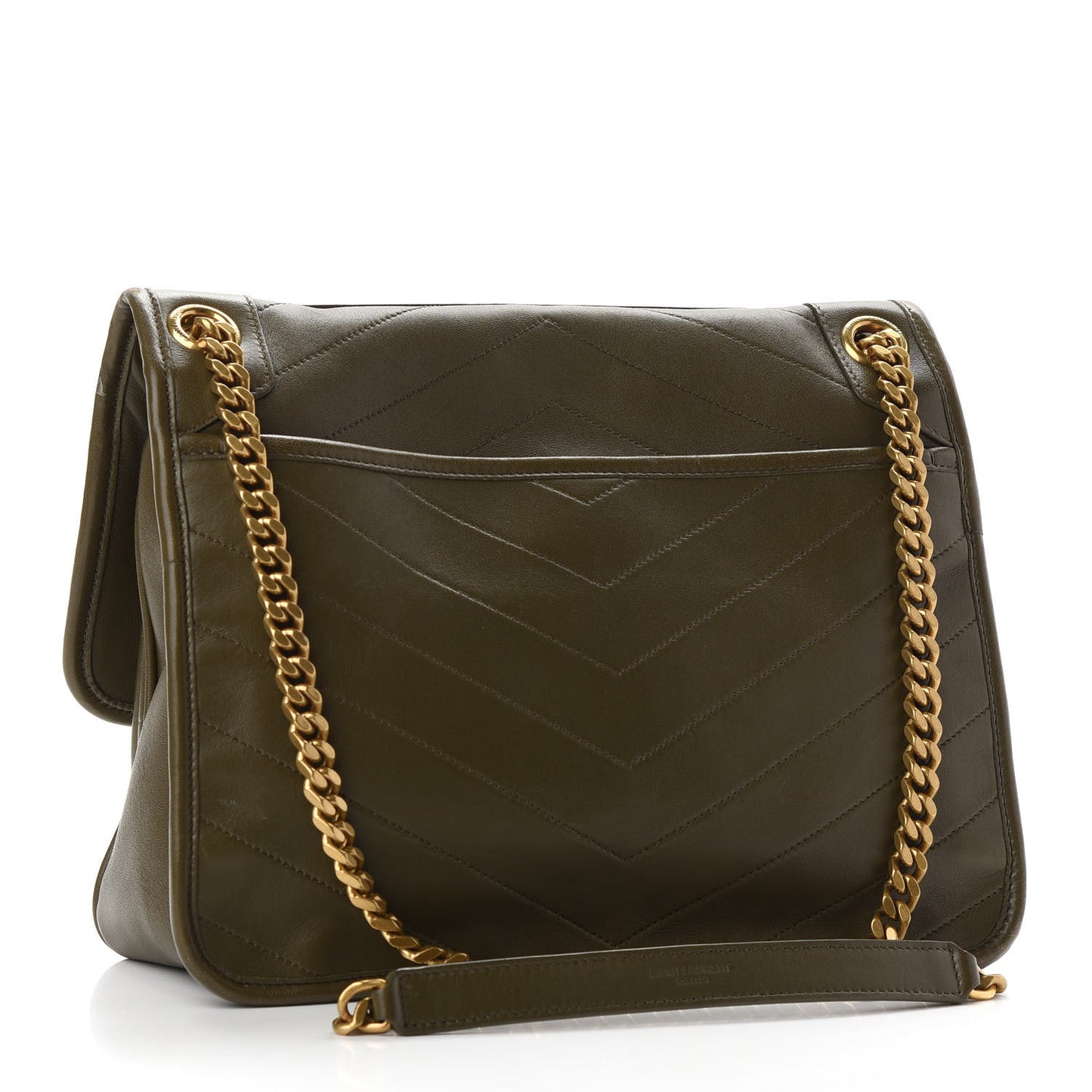 Lambskin Matelasse Monogram Medium Niki Chain Satchel Seaweed