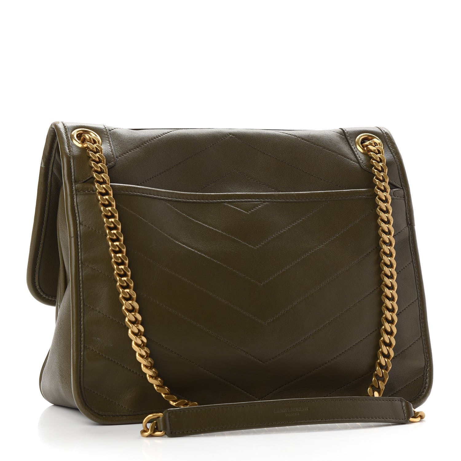 Saint Laurent Lambskin Matelasse Monogram Medium Niki Chain Satchel Seaweed 3 of 9