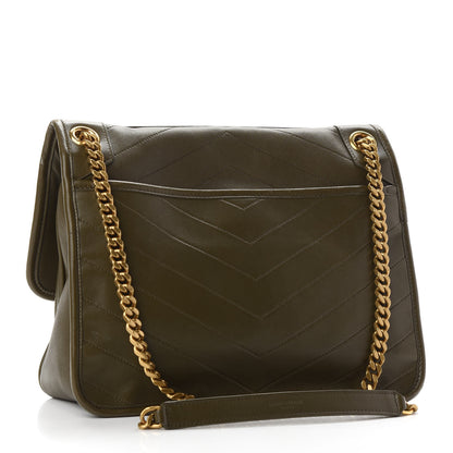 Saint Laurent Lambskin Matelasse Monogram Medium Niki Chain Satchel Seaweed 3 of 9