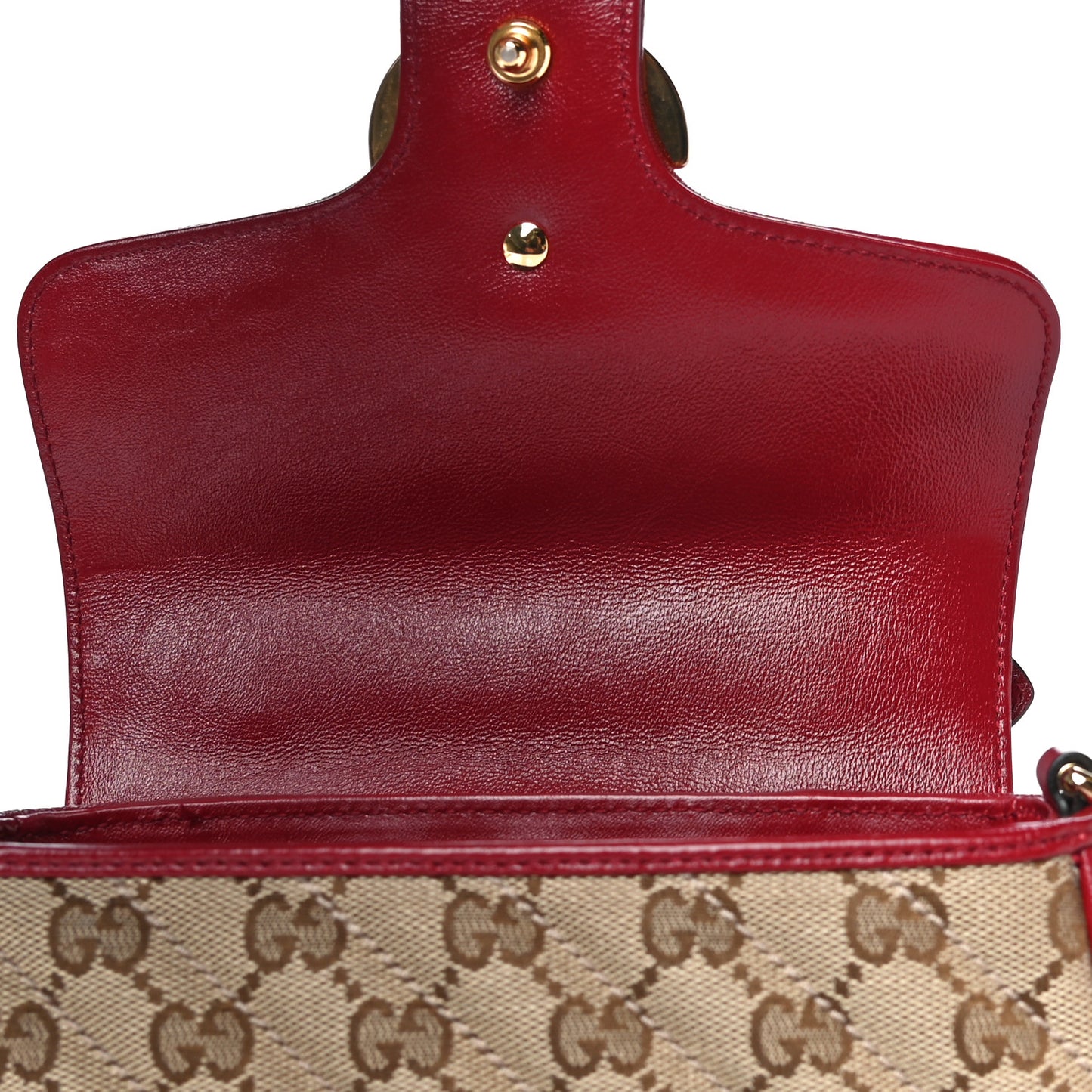 Monogram Glazed Calfskin Matelasse Diagonal Mini GG Marmont Top Handle Shoulder Bag Beige Ebony New Cherry Red