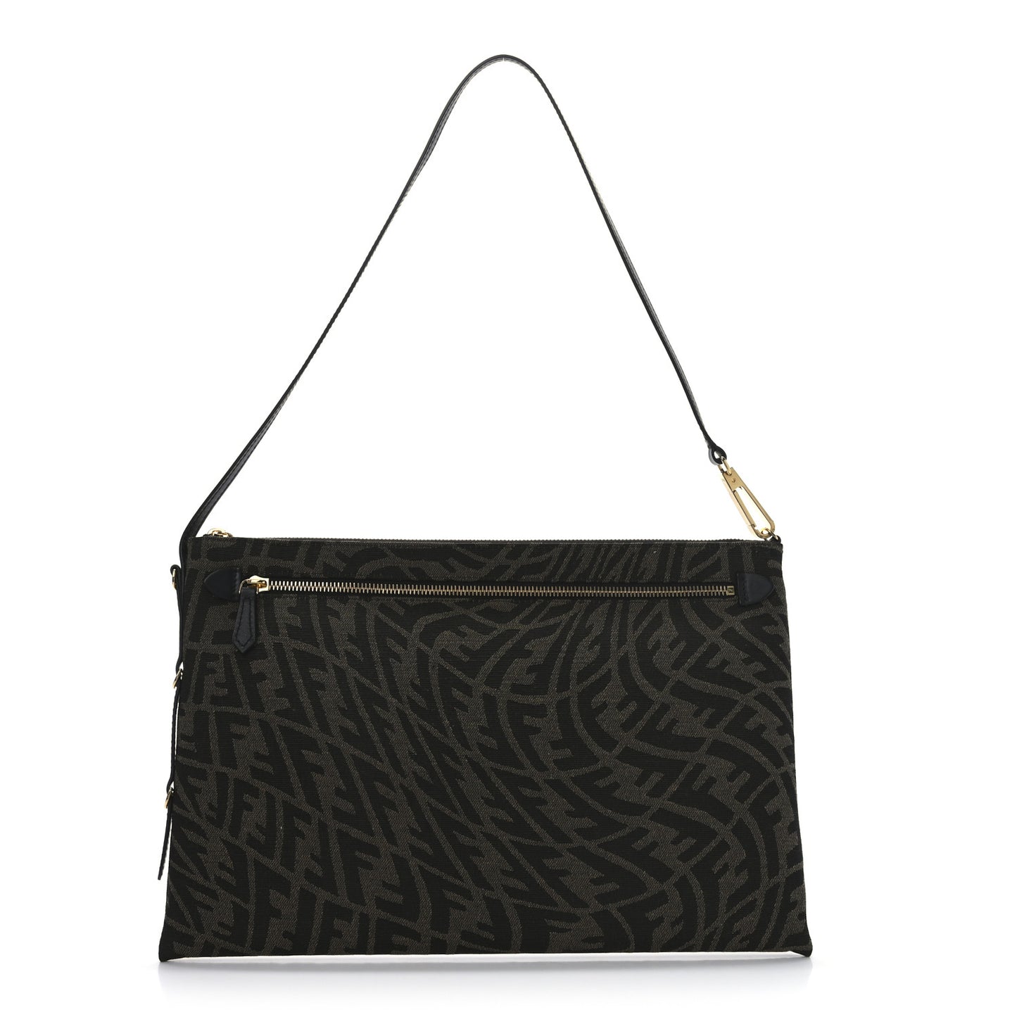 X SARAH COLEMAN Fabric Jacquard FF Vertigo Pochette Tobacco Moro Black