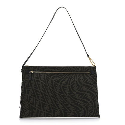 Fendi X SARAH COLEMAN Fabric Jacquard FF Vertigo Pochette Tobacco Moro Black 1 of 10