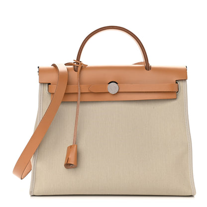 Hermes Military Toile Vache Hunter Herbag Zip 31 PM Beton Naturel 3 of 14