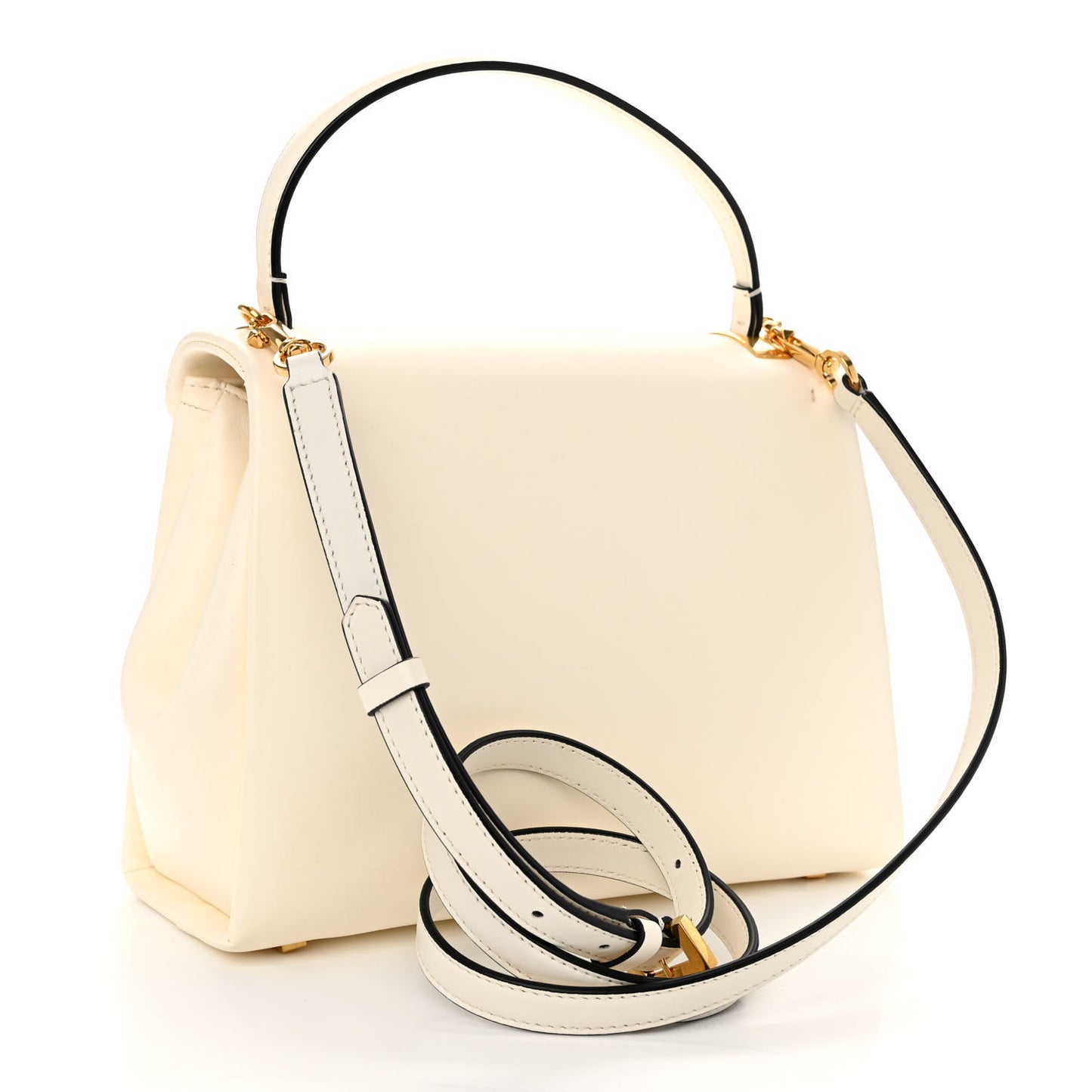 Nappa Small One Stud Top Handle Bag Ivory