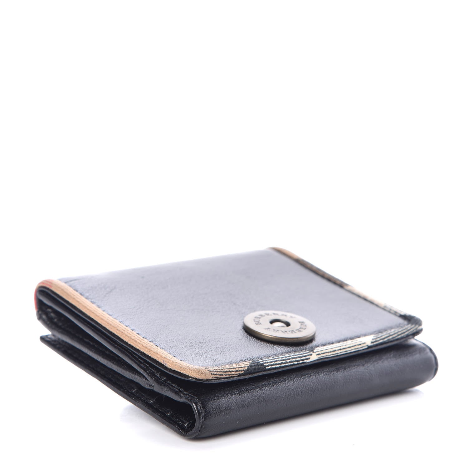 Burberry Calfskin Nova Check Compact Wallet Black 4 of 8