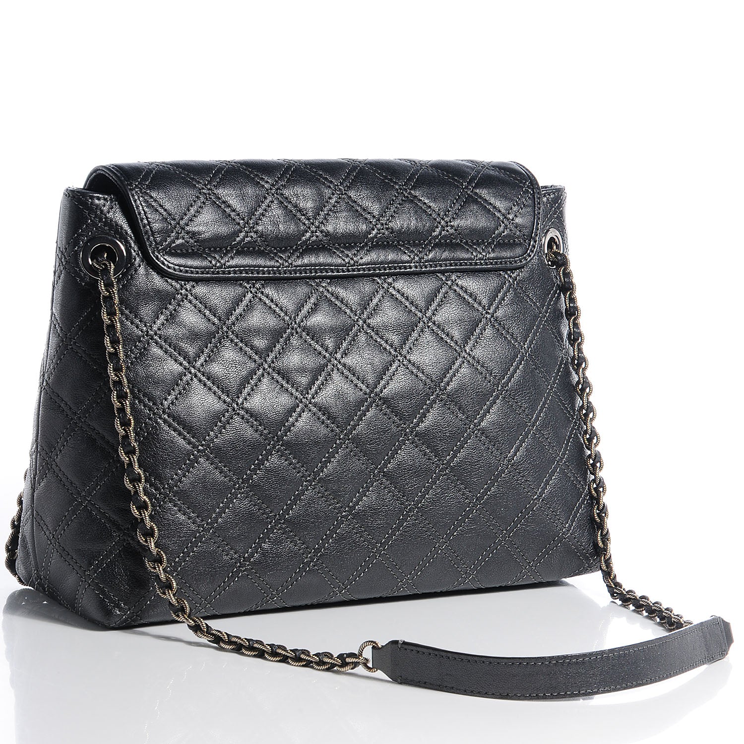 Marc Jacobs Lacquered Lambskin Baroque The XL Single Flap Pearl Anthracite 3 of 10