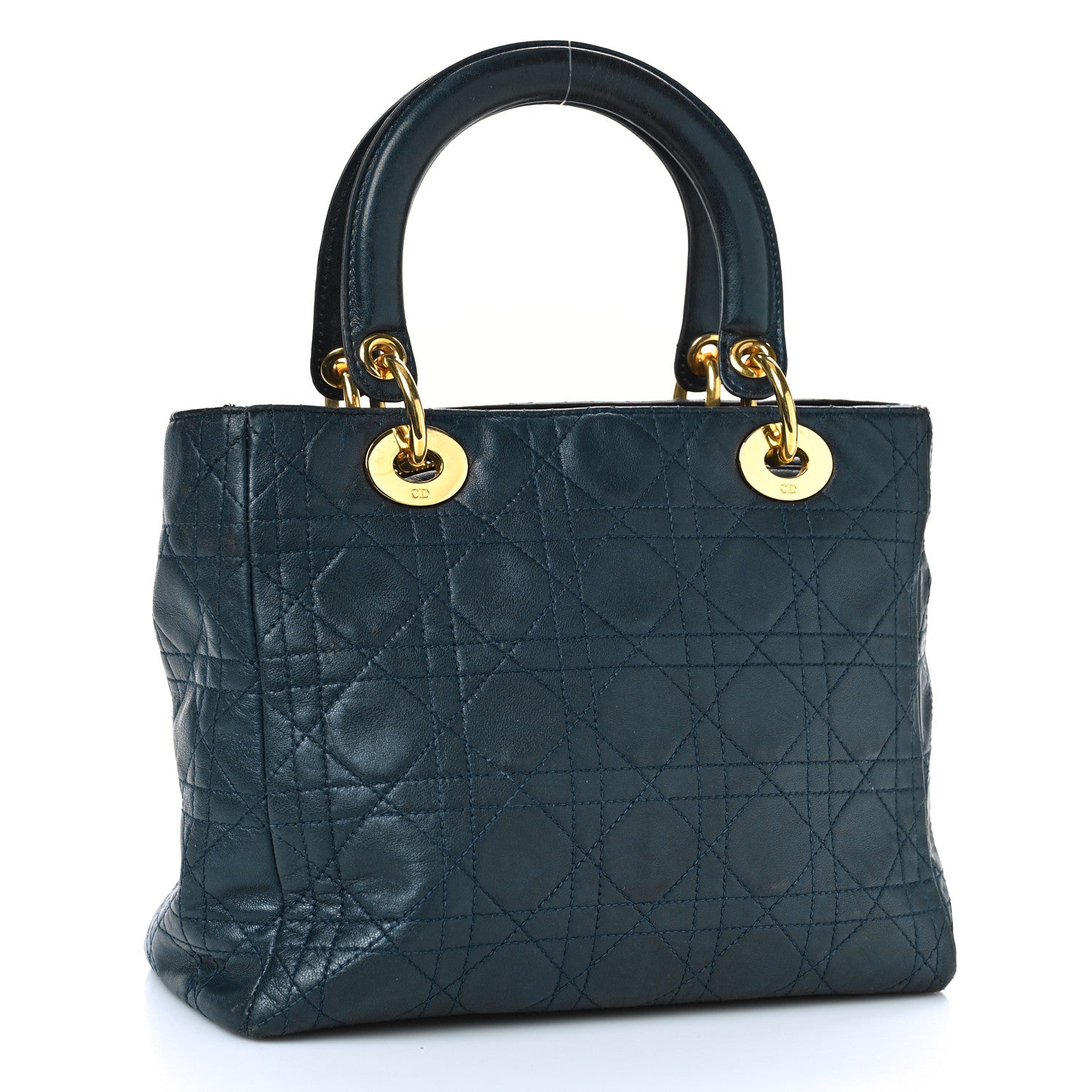 Christian Dior Lambskin Cannage Medium Lady Dior Navy Blue 3 of 9