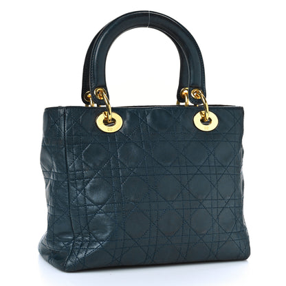 Christian Dior Lambskin Cannage Medium Lady Dior Navy Blue 3 of 9