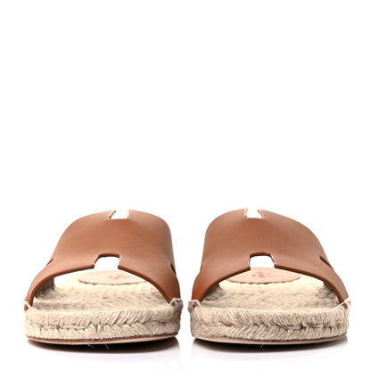 Hermes Calfskin Mens Antigua Espadrille Sandals 42 Naturel Safari 2 of 7