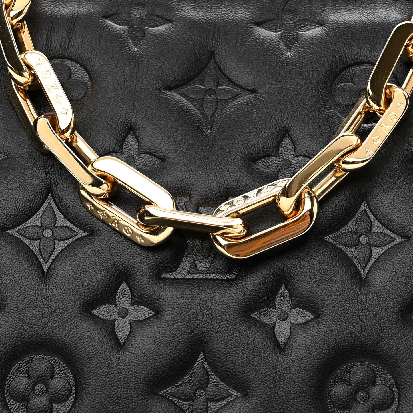 Lambskin Embossed Monogram Coussin PM Black