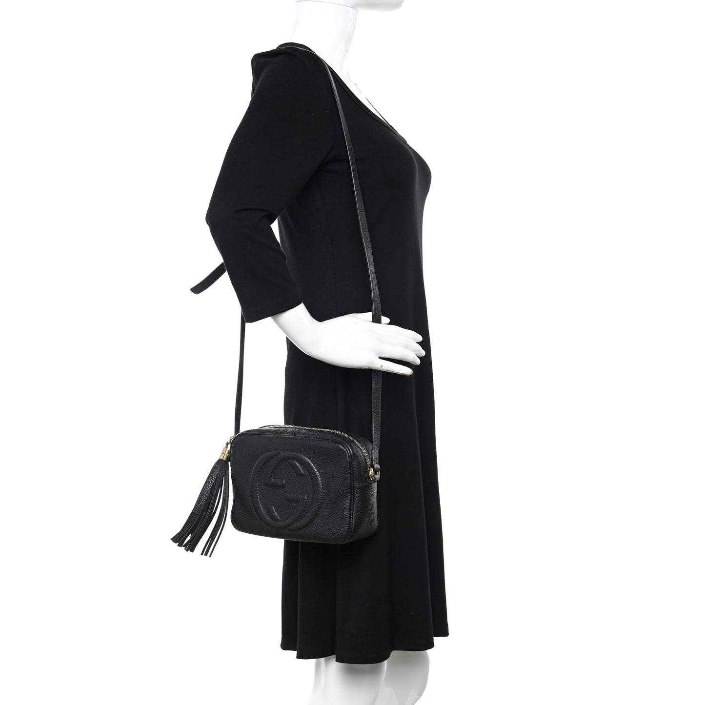 Pebbled Calfskin Small Soho Disco Bag Black