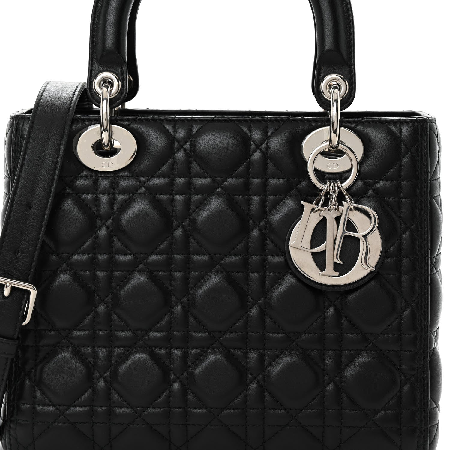 Christian Dior Lambskin Cannage Medium Lady Dior Black 7 of 9