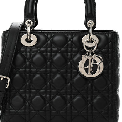 Christian Dior Lambskin Cannage Medium Lady Dior Black 7 of 9