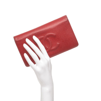 Chanel Caviar Timeless CC Yen Wallet Red 2 of 8