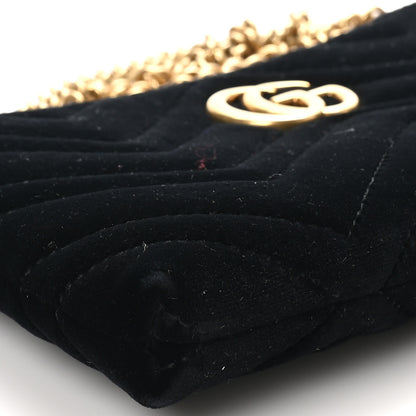 Gucci Velvet Matelasse Mini GG Marmont Chain Bag Black 9 of 11