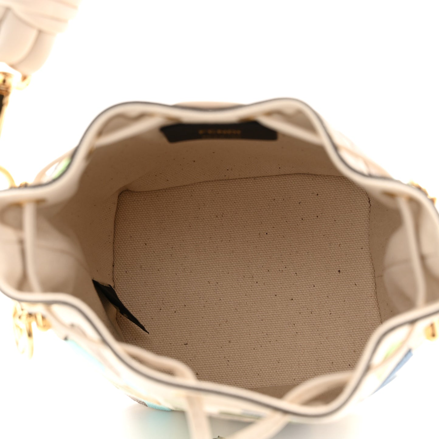 Canvas Vitello Grace F is Fendi FF Multicolor Embroidered Mini Mon Tresor Bucket Bag Grezzo Multicolor Latte