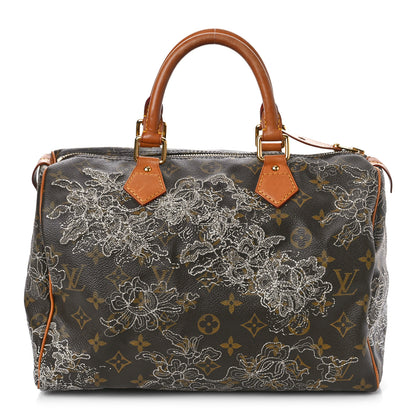 Louis Vuitton Monogram Dentelle Speedy 30 Silver 1 of 8