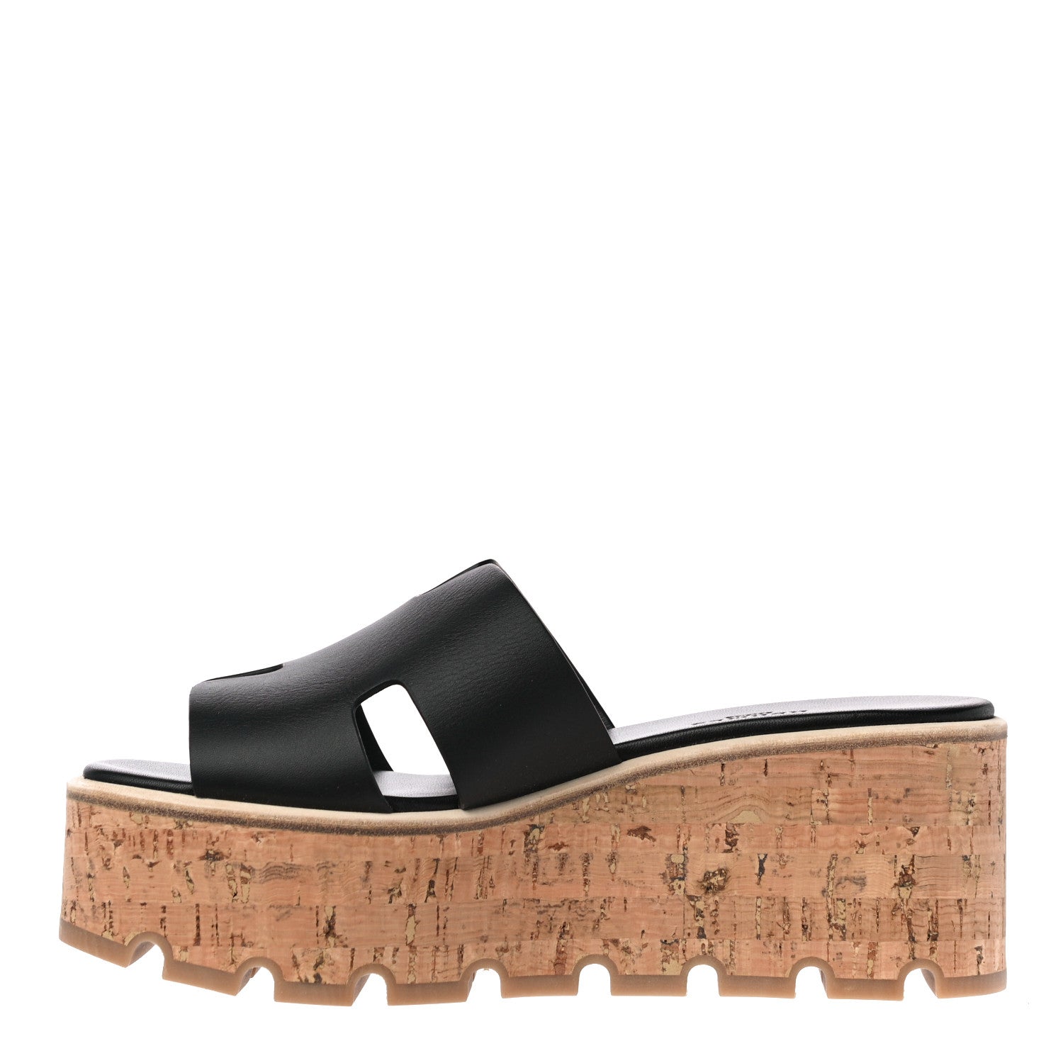 Hermes Calfskin Cork Eze 30 Sandals 35 Black 1 of 10