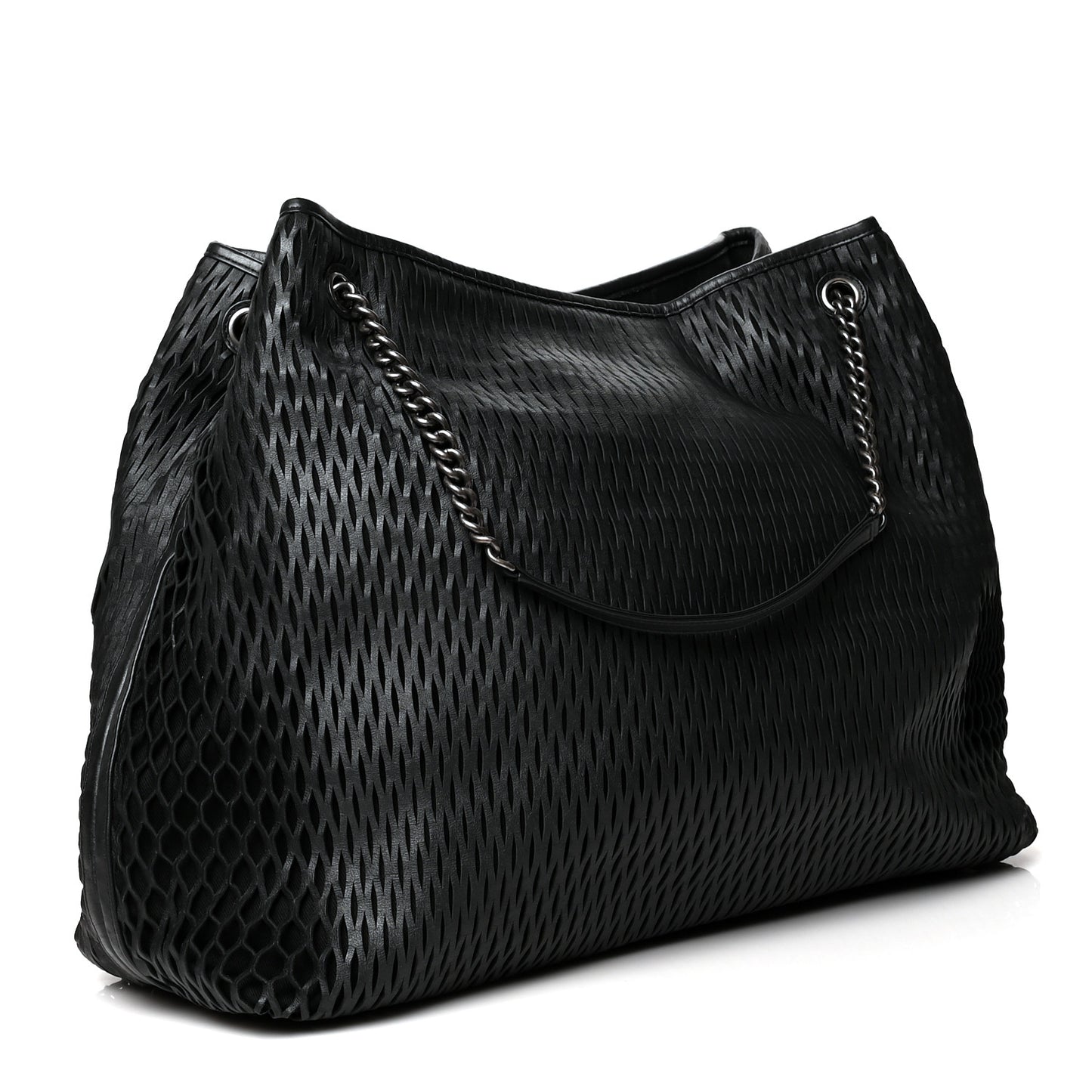 Calfskin Laser Cut Perforated CC Tote Black